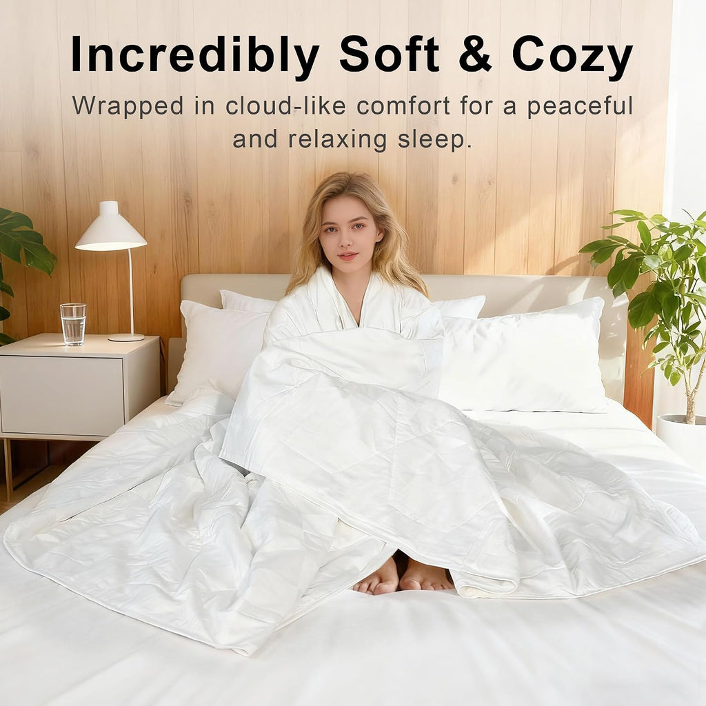 Lightweight White 100% Cotton Quilt, Comforter Queen Size