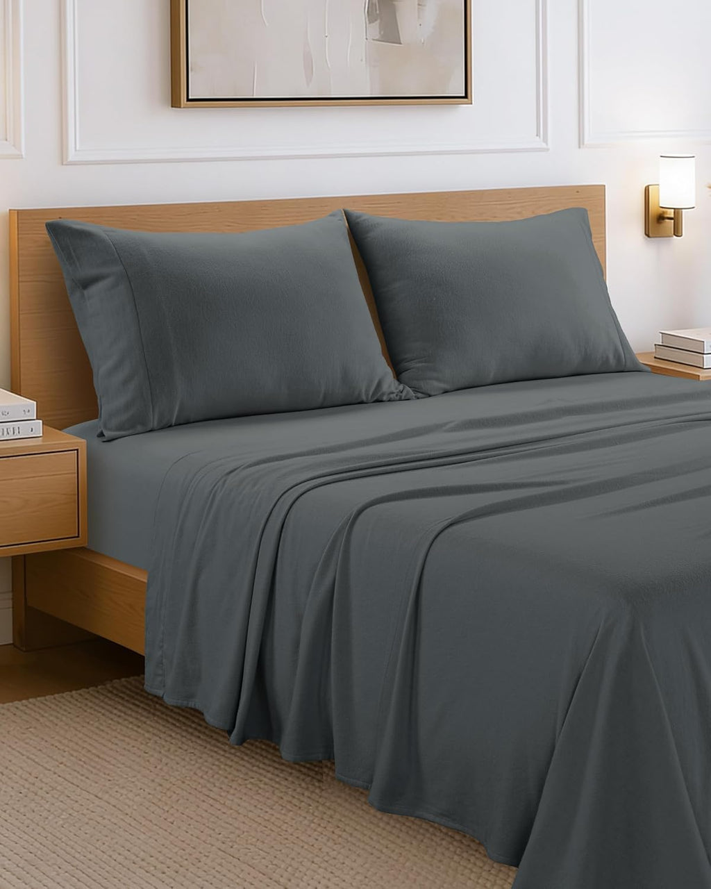 100% Cotton Cal King Flannel Sheet Set - Brushed for Extra Softness