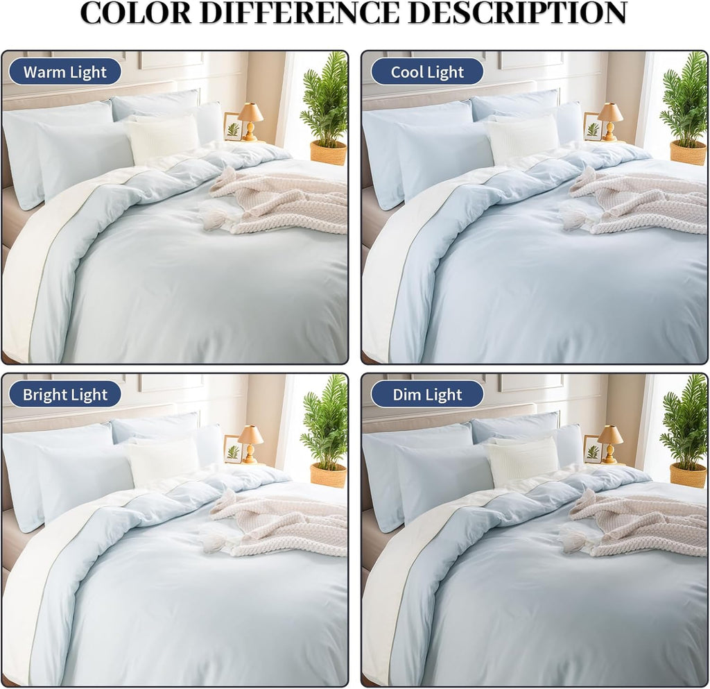 Duvet Cover Set Full Size Linen Feel 100% Washed Cotton 3PCS