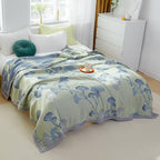 Ultra Soft Lightweight Ginkgo Pattern Quilt Boho Floral Ginkgo Leaf Pattern Quilt Bed Cover Blanket (B,79" W X 90" L)