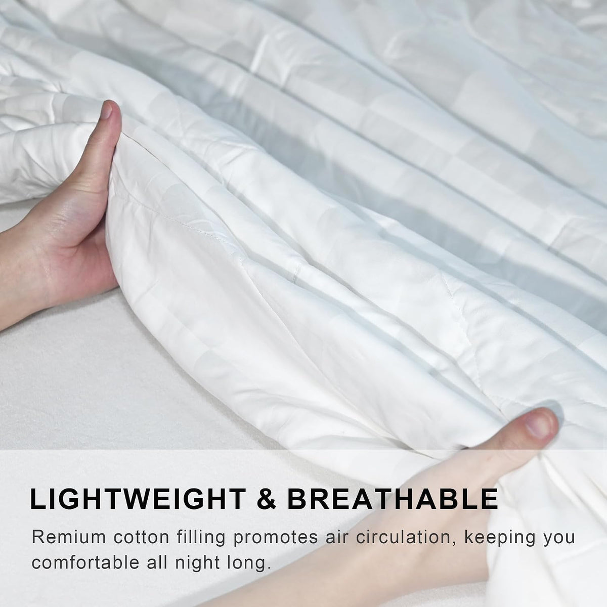 Lightweight White 100% Cotton Quilt, Comforter Queen Size