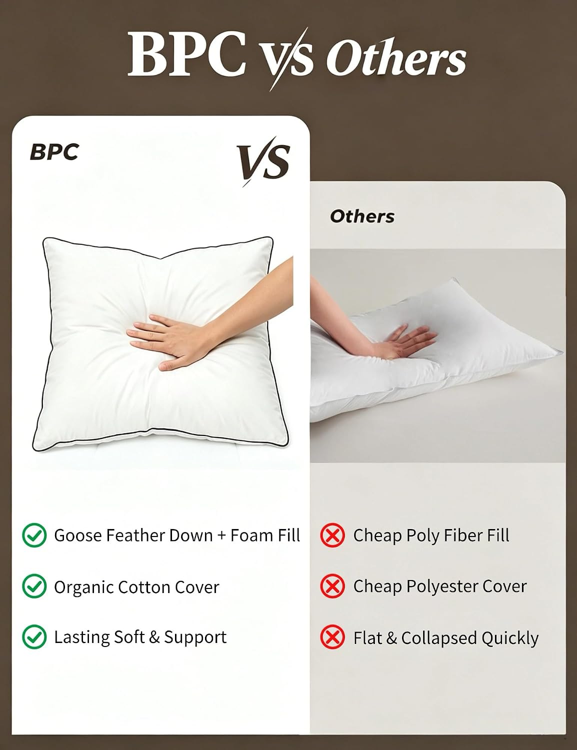 Goose Feather Down Pillows King Size Set of 2,Support for Side Sleepers