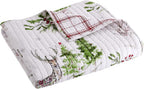 Red Green Grey White - Holiday Quilted Throw Size 50x60in