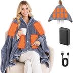 USB Heated Blanket with 10000mAh Power Bank,68" x 34" Heated Throw Blanket with 3 Fast-Heating Levels