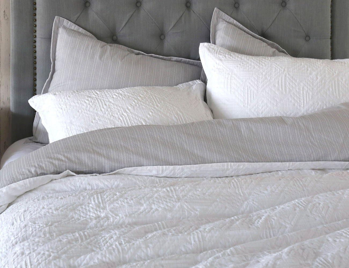 Woven Texture Jacquard Duvet Cover Set, 100% Cotton, Pre-Washed, Soft & Cozy