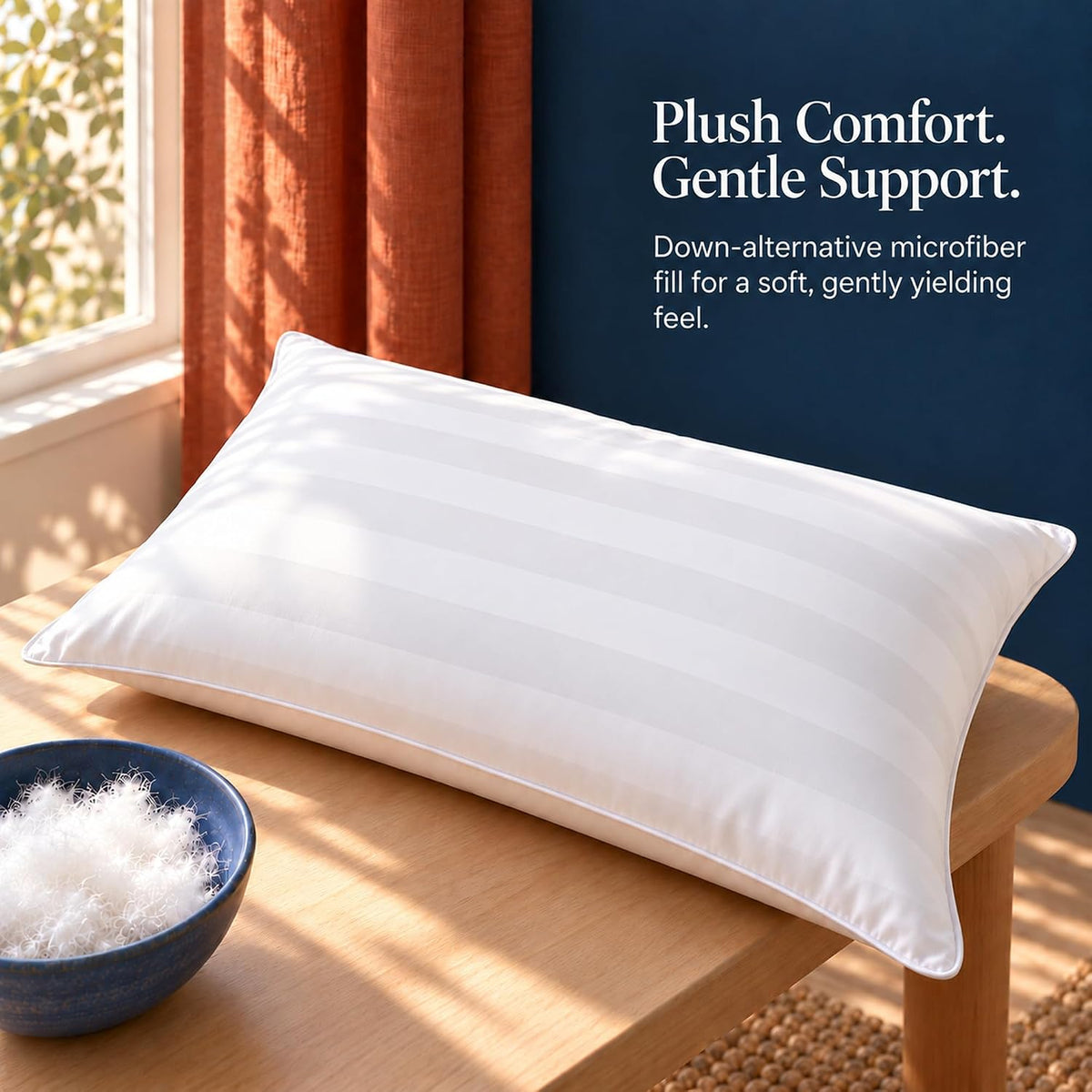 Bed Pillows Queen Size Set of 2, Cotton Cover
