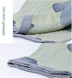 Ultra Soft Lightweight Ginkgo Pattern Quilt Boho Floral Ginkgo Leaf Pattern Quilt Bed Cover Blanket (B,79" W X 90" L)
