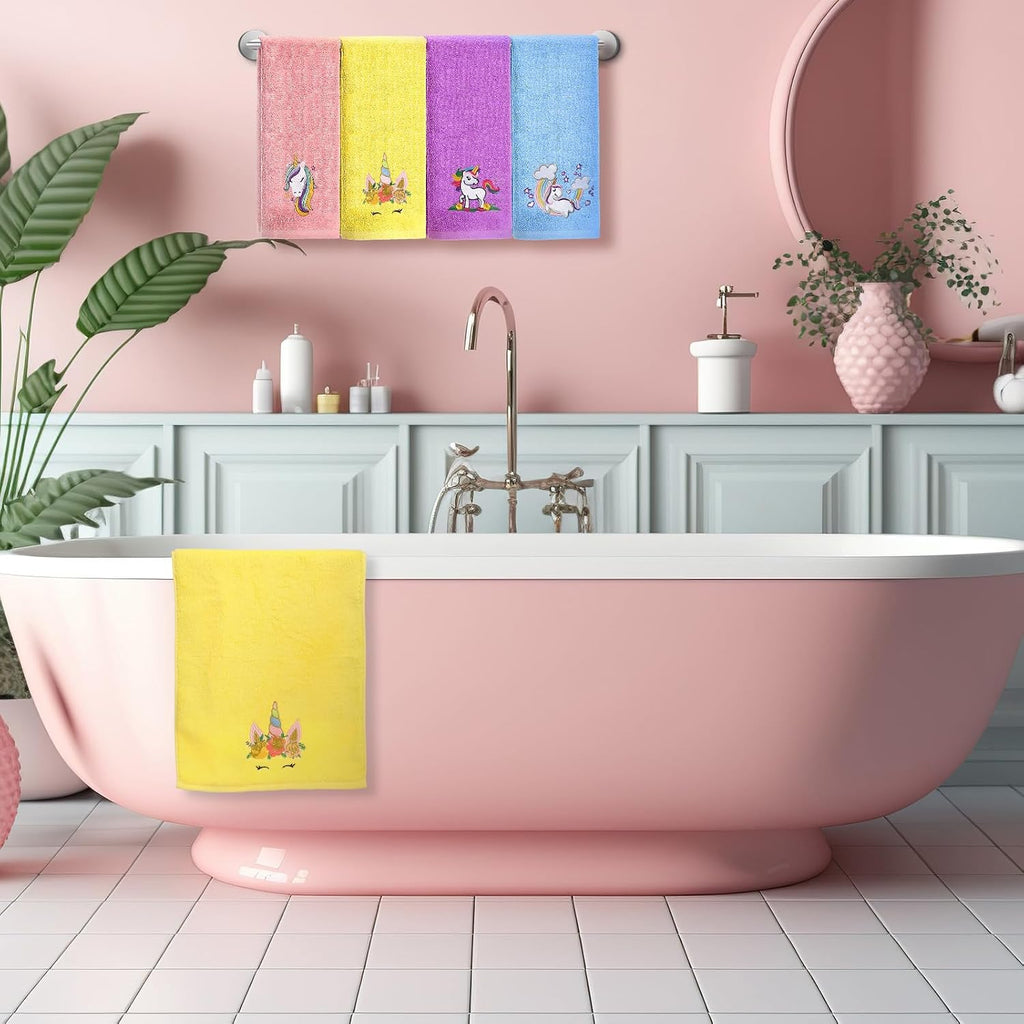 4 Pcs Unicorn Hand Towels for Woman 14 x 29 Inch Bathroom Decor