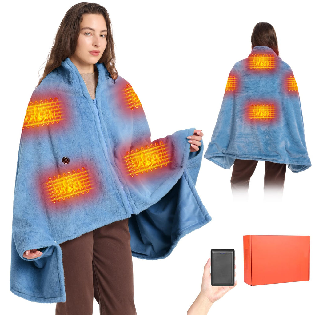 Heated Blanket Battery with Fleece Lining; Portable Heated Shawl