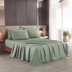 Full Sheet Set, Beige Bed Sheet Soft Cozy Microfiber, 6 Piece, All Season Fitted Sheet Pillowcases