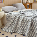 3 Layer Breathable Bed Cover, Vintage Geometric Shabby Chic Bedding (Grey Geometric)