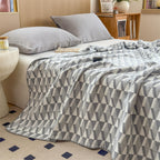 3 Layer Breathable Bed Cover, Vintage Geometric Shabby Chic Bedding (Grey Geometric)