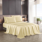 Full Sheet Set, Beige Bed Sheet Soft Cozy Microfiber, 6 Piece, All Season Fitted Sheet Pillowcases