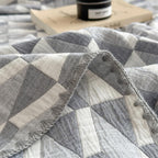 3 Layer Breathable Bed Cover, Vintage Geometric Shabby Chic Bedding (Grey Geometric)