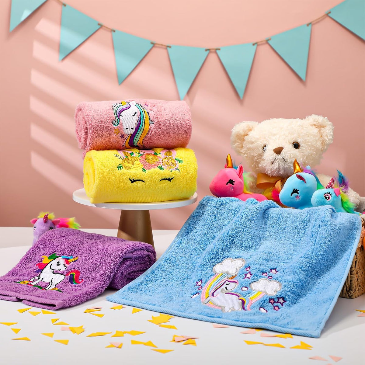 4 Pcs Unicorn Hand Towels for Woman 14 x 29 Inch Bathroom Decor