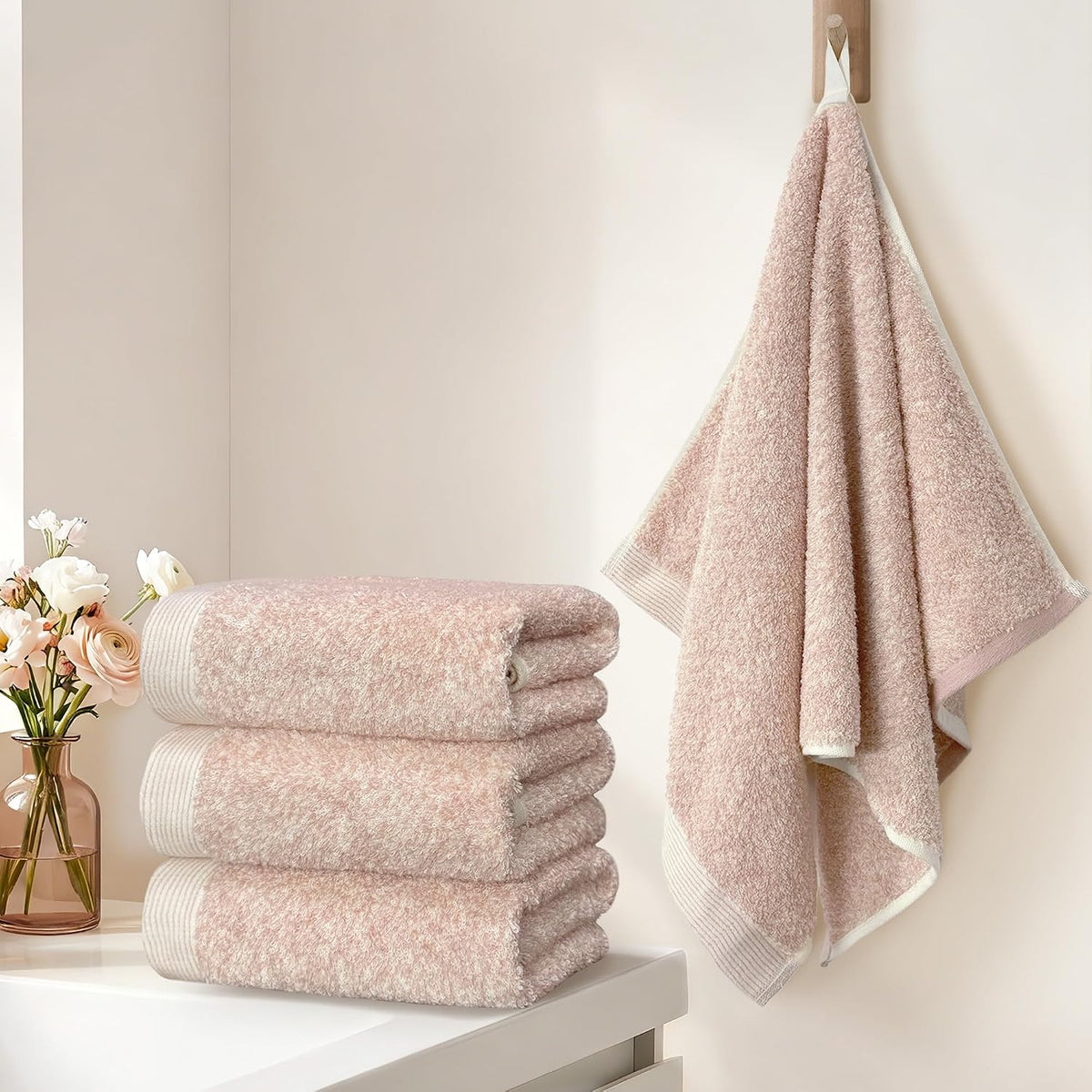 Light Purple Hand Towels 4 Pack, Cotton, 17x30 in