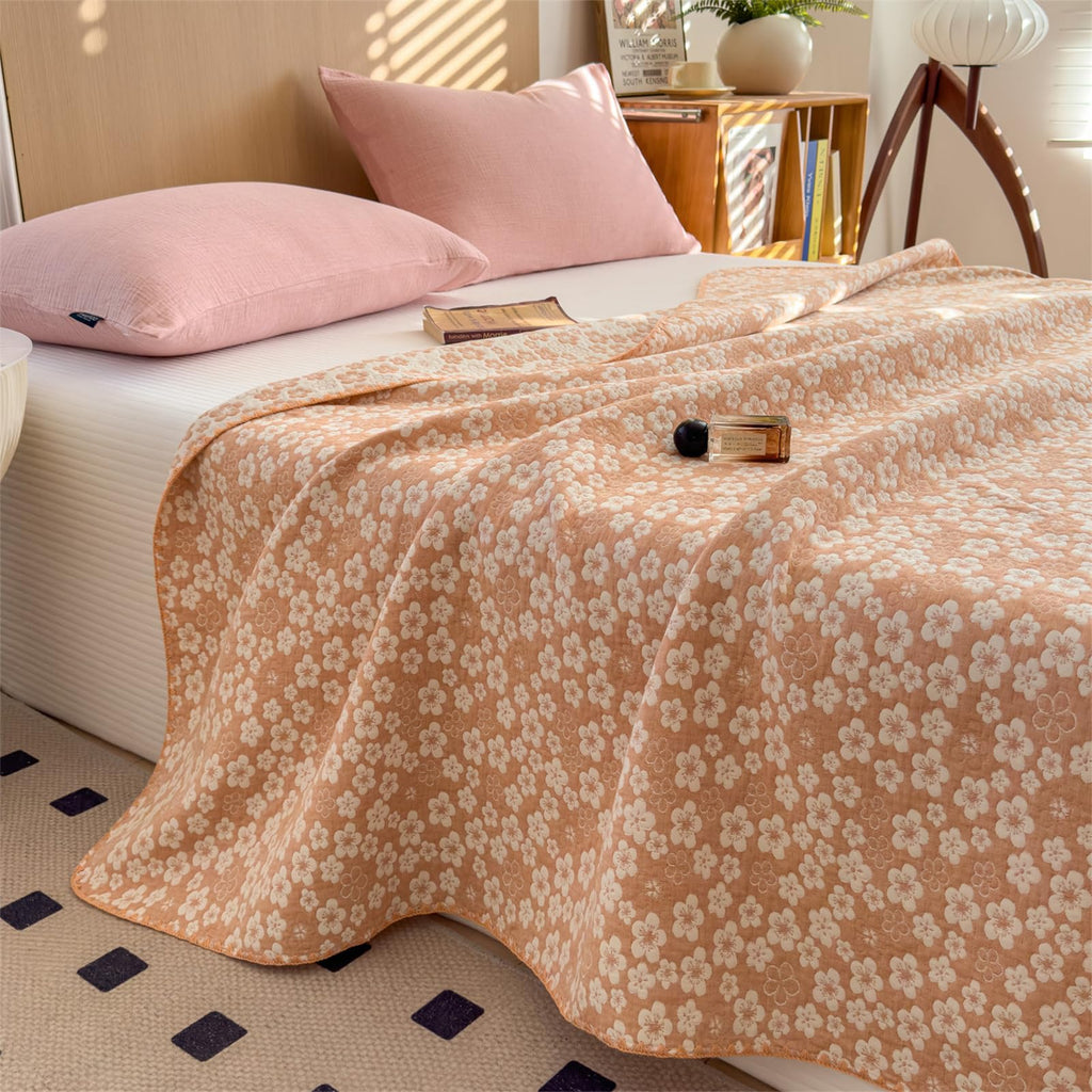 3 Layer Breathable Bed Cover, Vintage Geometric Shabby Chic Bedding (Grey Geometric)