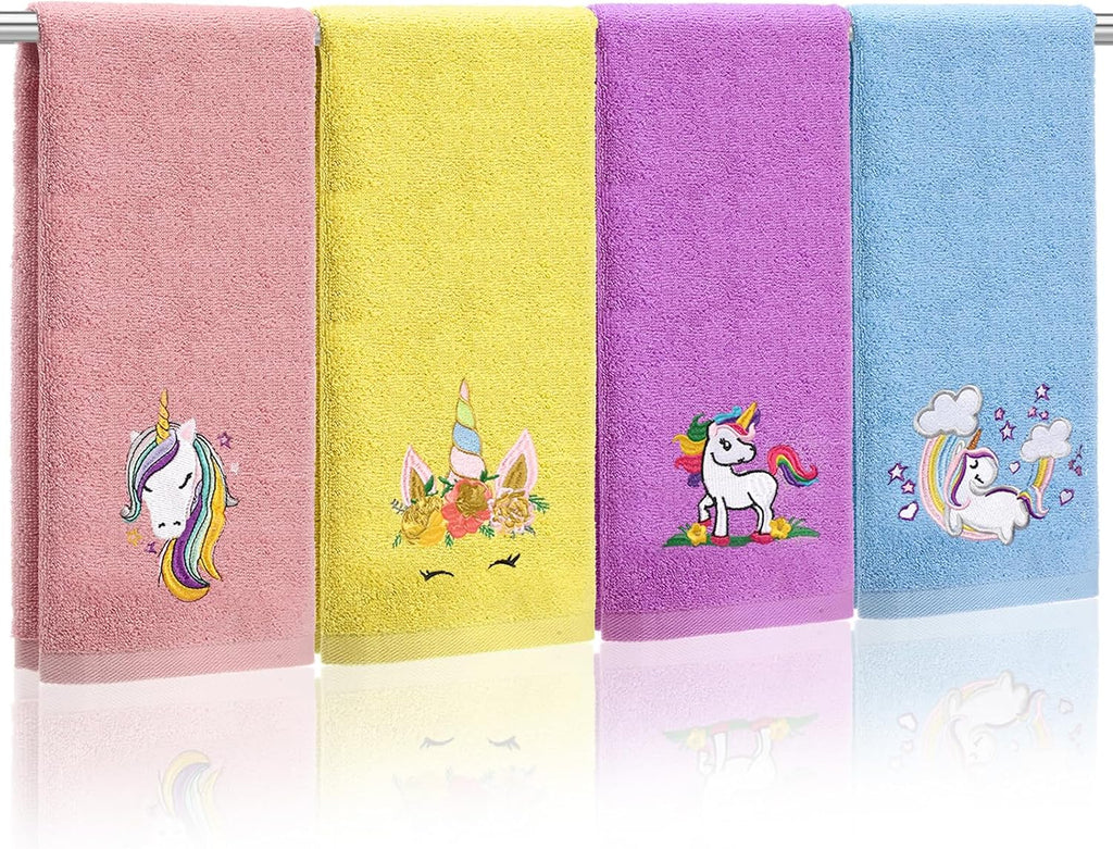 4 Pcs Unicorn Hand Towels for Woman 14 x 29 Inch Bathroom Decor
