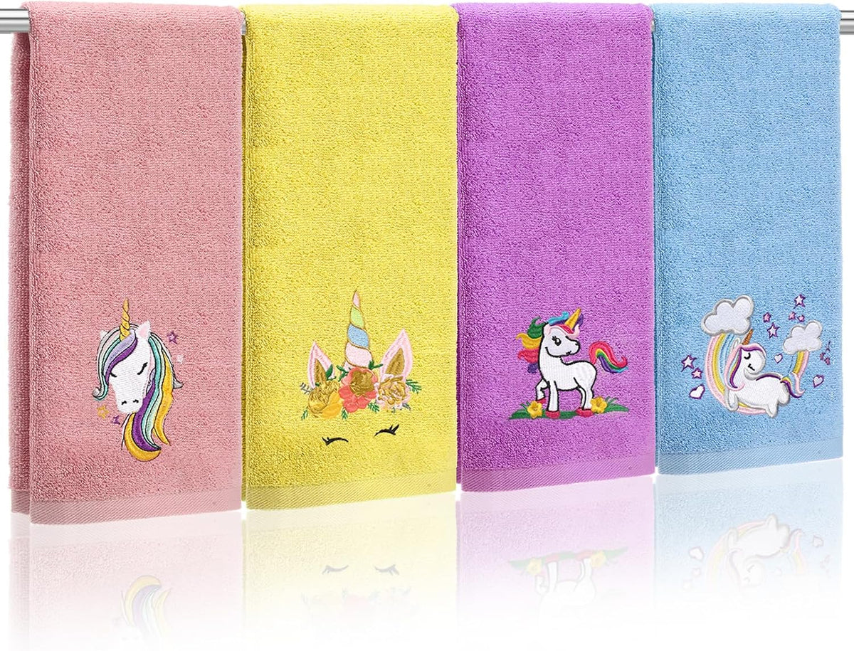 4 Pcs Unicorn Hand Towels for Woman 14 x 29 Inch Bathroom Decor