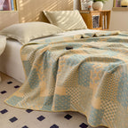 3 Layer Breathable Bed Cover, Vintage Geometric Shabby Chic Bedding (Grey Geometric)
