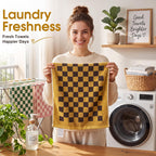 12 Pack Checkered Hand Towels, Cotton for Kitchen & Bathroom