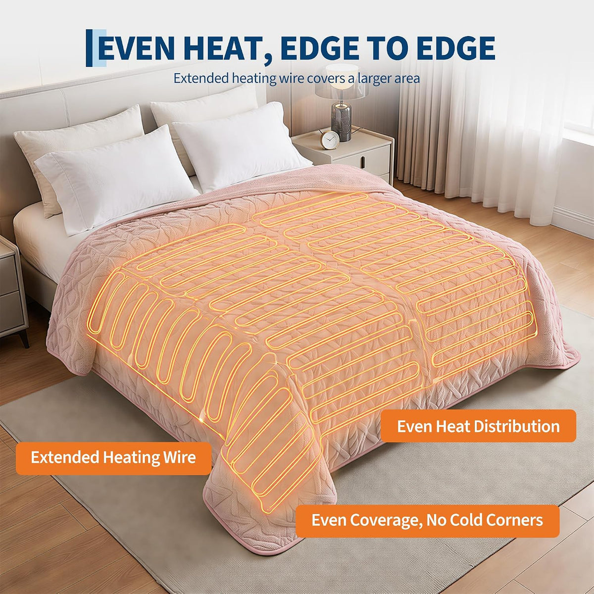 Electric Blanket Twin Size, Weight Soft Material for Adult, Pink