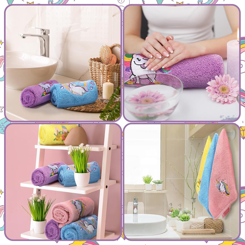 4 Pcs Unicorn Hand Towels for Woman 14 x 29 Inch Bathroom Decor