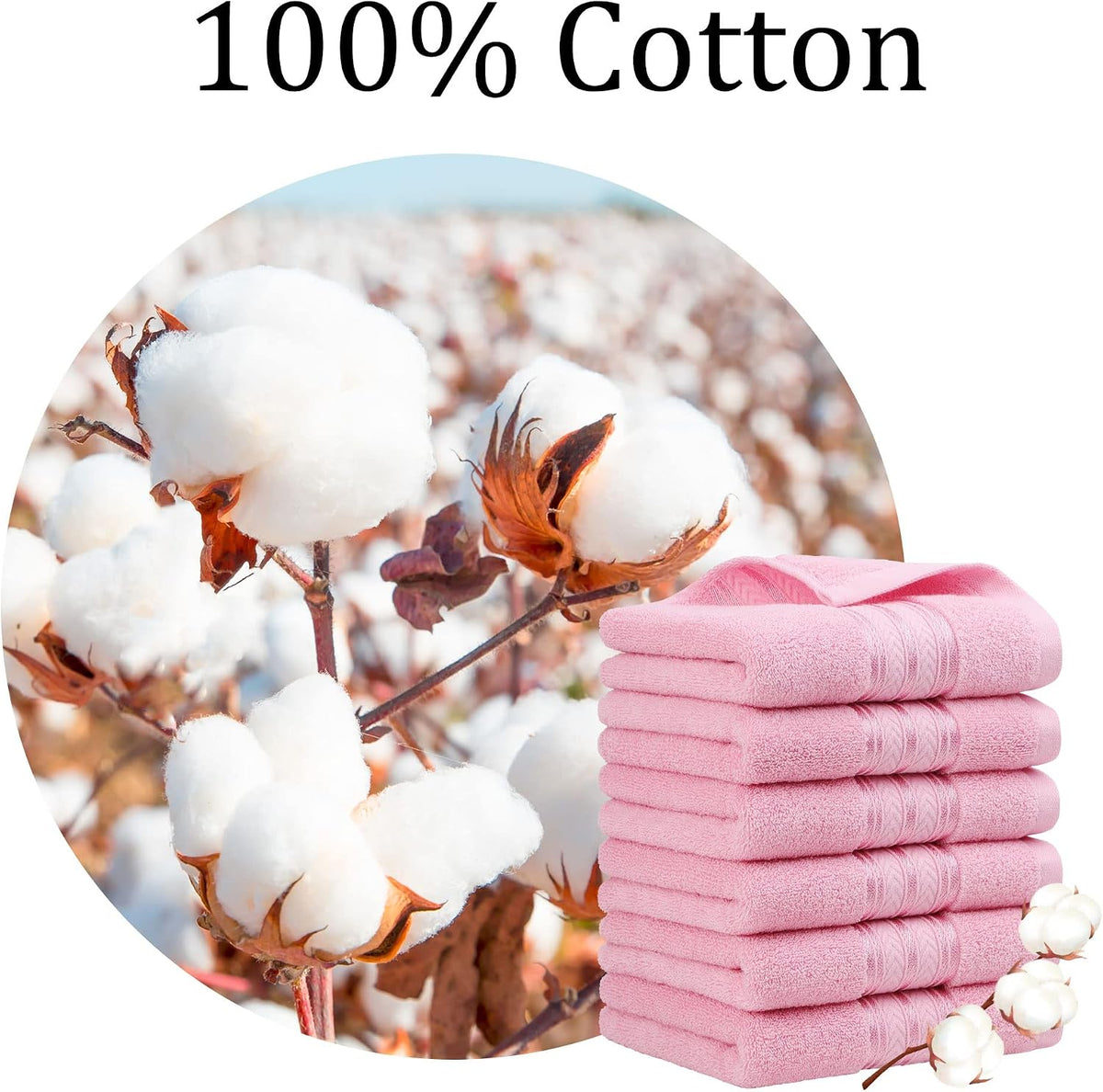 6 Pcs Cotton Bathroom Hand Towels, 13x29 Oversized Towels Pink