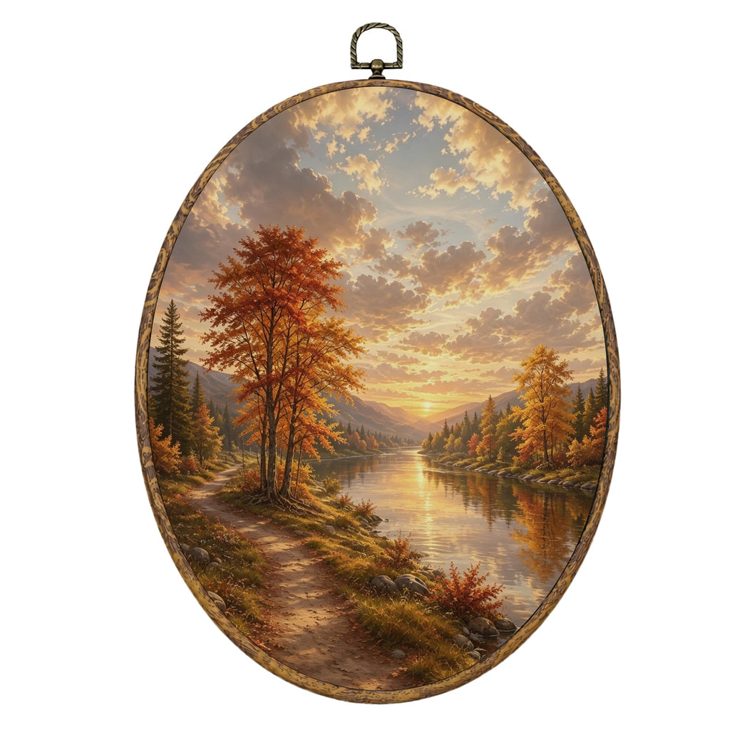 Christian Fall Pumpkin Oval Framed Wall Art Decor 8.6x11.4