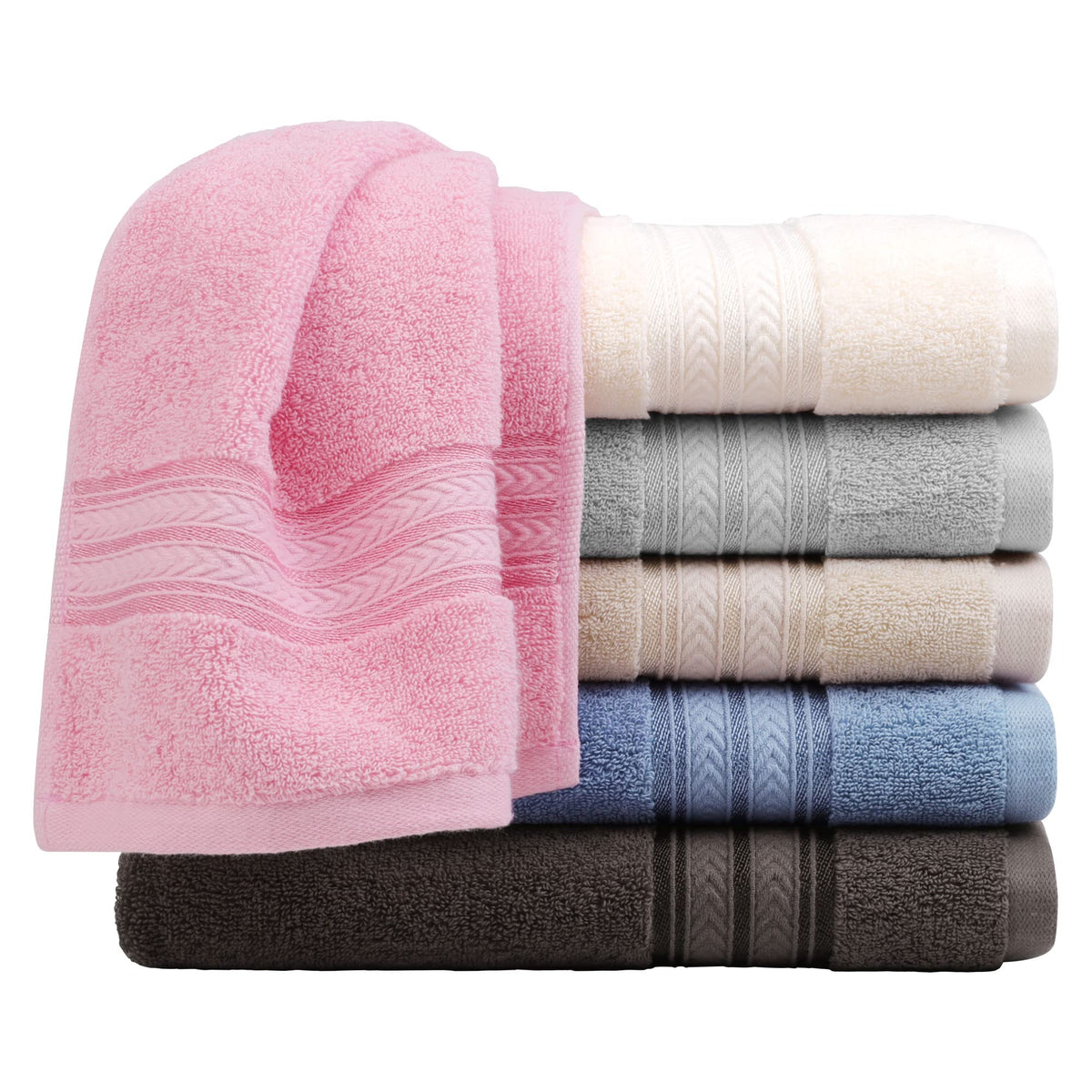 6 Pcs Cotton Bathroom Hand Towels, 13x29 Oversized Towels Pink