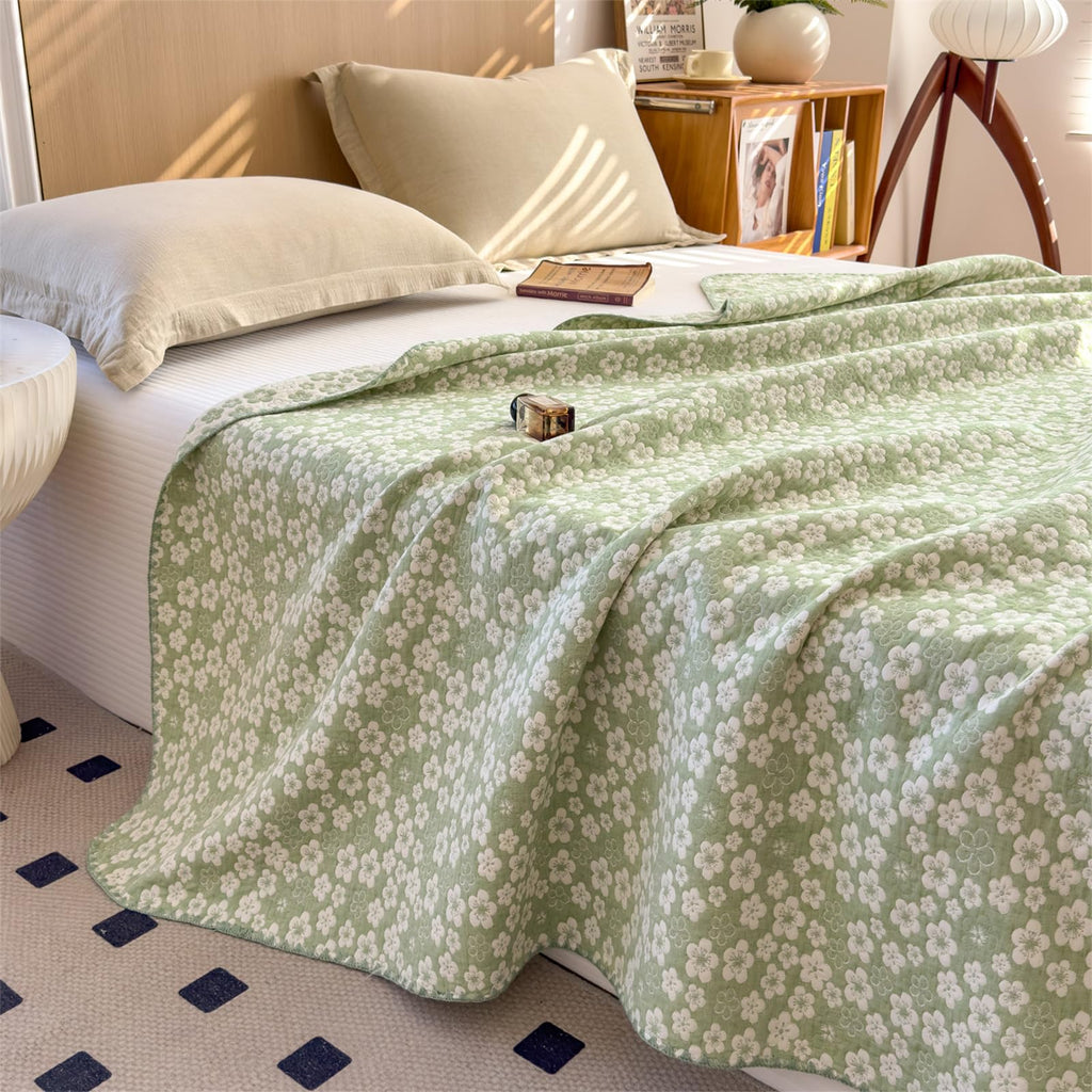 3 Layer Breathable Bed Cover, Vintage Geometric Shabby Chic Bedding (Grey Geometric)