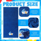 3 Pcs Funny Sea Turtle Hand Towels 100% Cotton Embroidered Coastal Beach Bath Towel 29.5 x 13.8 Inch