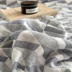 3 Layer Breathable Bed Cover, Vintage Geometric Shabby Chic Bedding (Grey Geometric)