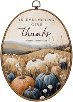 Christian Fall Pumpkin Oval Framed Wall Art Decor 8.6x11.4