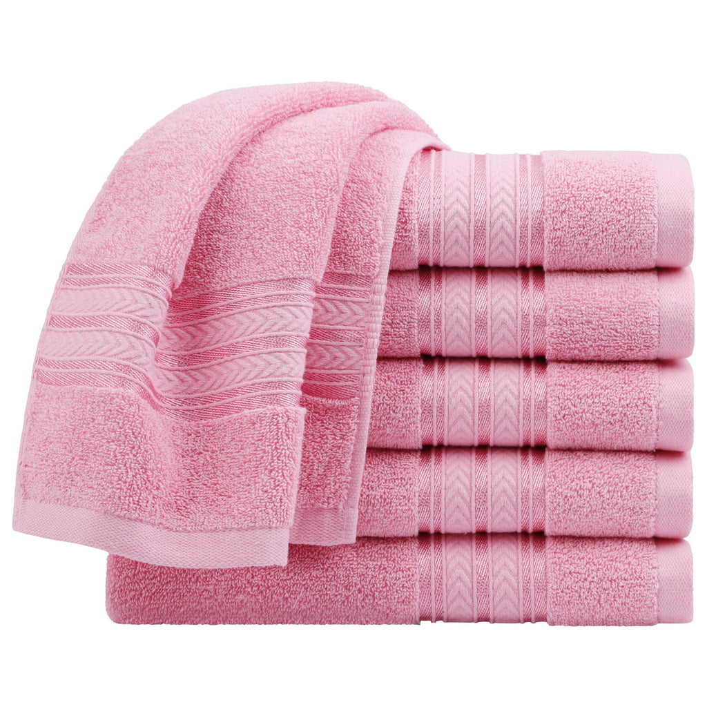 6 Pcs Cotton Bathroom Hand Towels, 13x29 Oversized Towels Pink