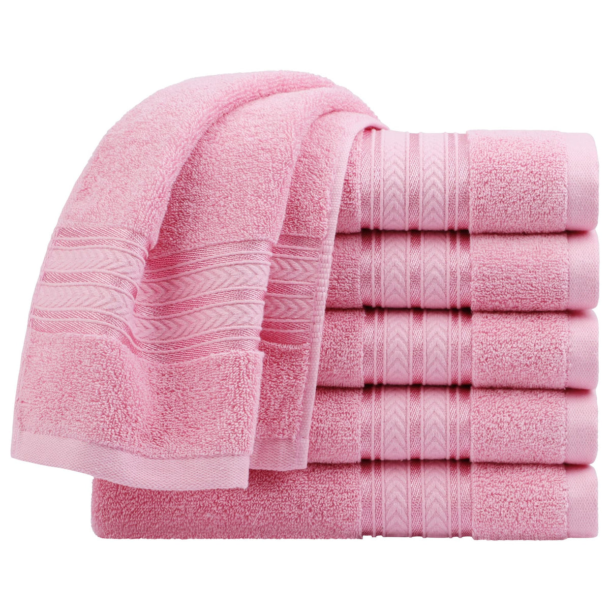 6 Pcs Cotton Bathroom Hand Towels, 13x29 Oversized Towels Pink