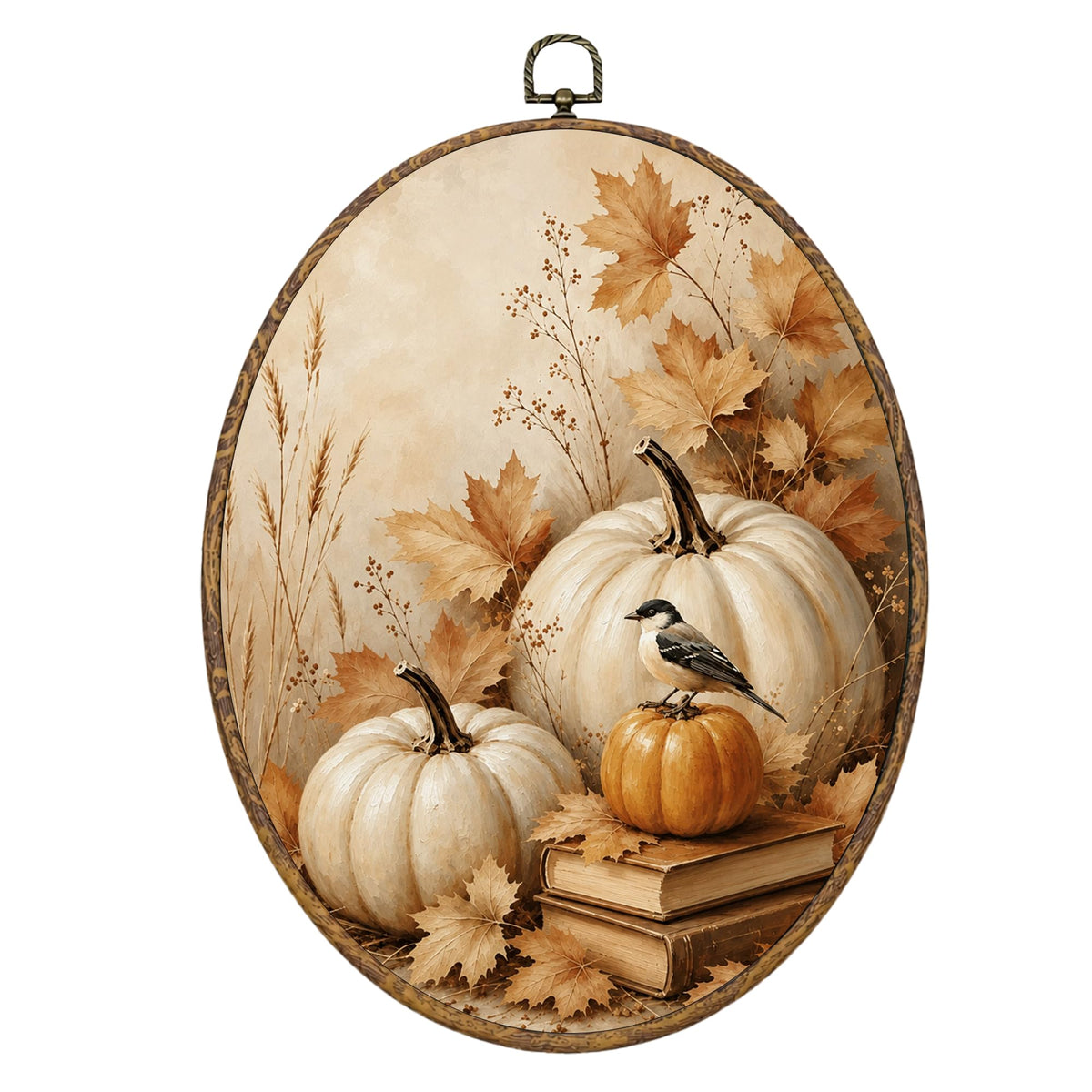 Christian Fall Pumpkin Oval Framed Wall Art Decor 8.6x11.4