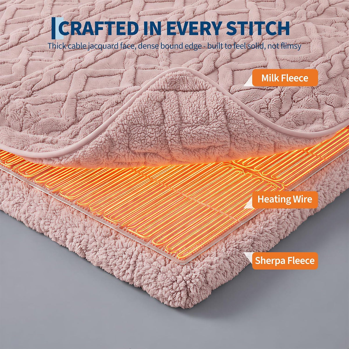 Electric Blanket Twin Size, Weight Soft Material for Adult, Pink