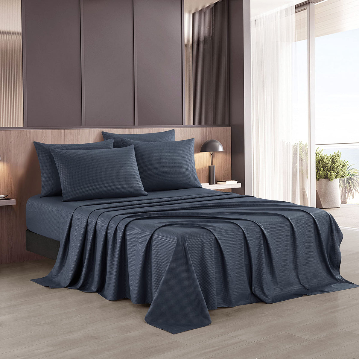 Full Sheet Set, Beige Bed Sheet Soft Cozy Microfiber, 6 Piece, All Season Fitted Sheet Pillowcases