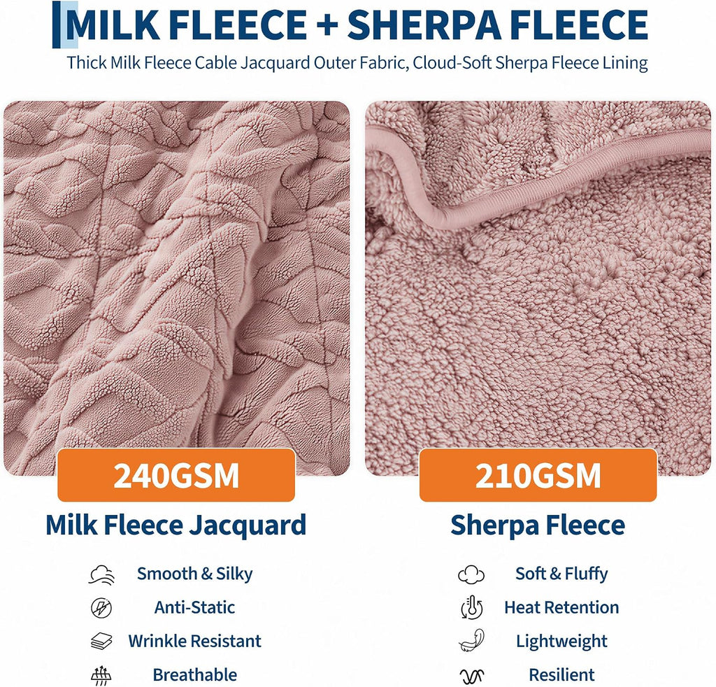 Electric Blanket Twin Size, Weight Soft Material for Adult, Pink