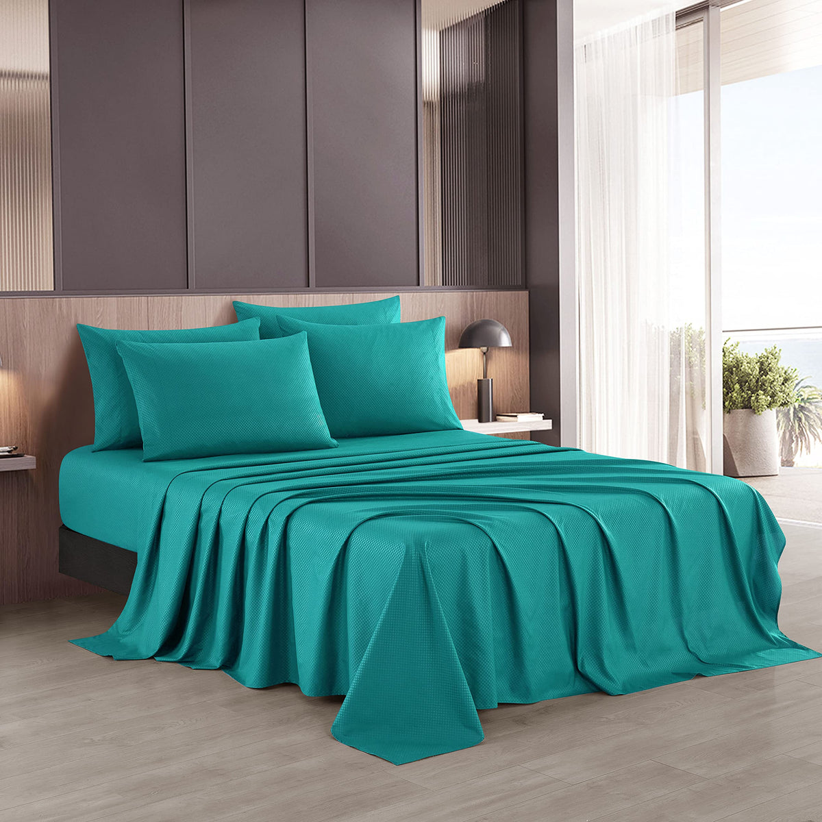 Full Sheet Set, Beige Bed Sheet Soft Cozy Microfiber, 6 Piece, All Season Fitted Sheet Pillowcases