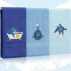 3 Pcs Funny Sea Turtle Hand Towels 100% Cotton Embroidered Coastal Beach Bath Towel 29.5 x 13.8 Inch