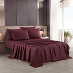 Full Sheet Set, Beige Bed Sheet Soft Cozy Microfiber, 6 Piece, All Season Fitted Sheet Pillowcases