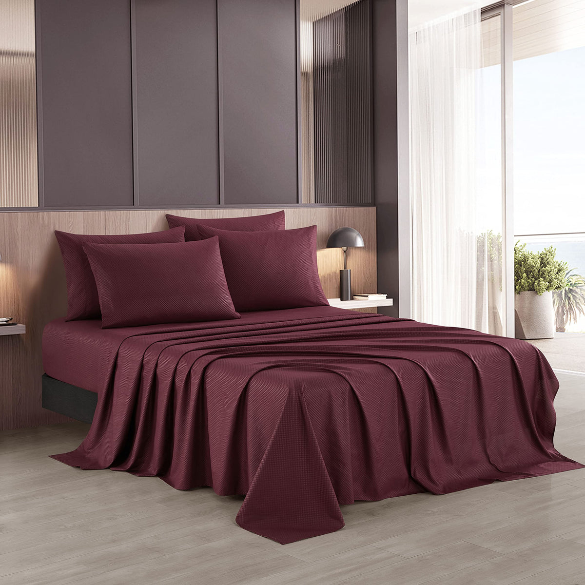 Full Sheet Set, Beige Bed Sheet Soft Cozy Microfiber, 6 Piece, All Season Fitted Sheet Pillowcases