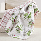 Red Green Grey White - Holiday Quilted Throw Size 50x60in